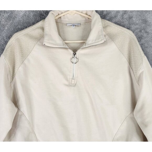 The Greii Sweatshirt Womens Large Cream 1/4 Zip Long Sleeve Preppy Casual Top - Picture 5 of 10